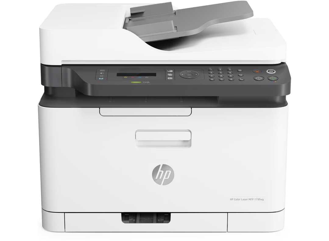 Impressora Multifuncional Wi-Fi, Usb e EthernetHP 
color laser mfp 179fnw Printer  de cor branca.