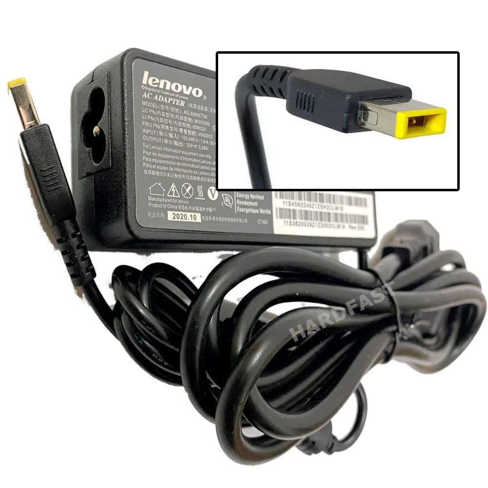 Carregador de laptop Lenovo 20V,65W e 3.25A ponta flat Usb 